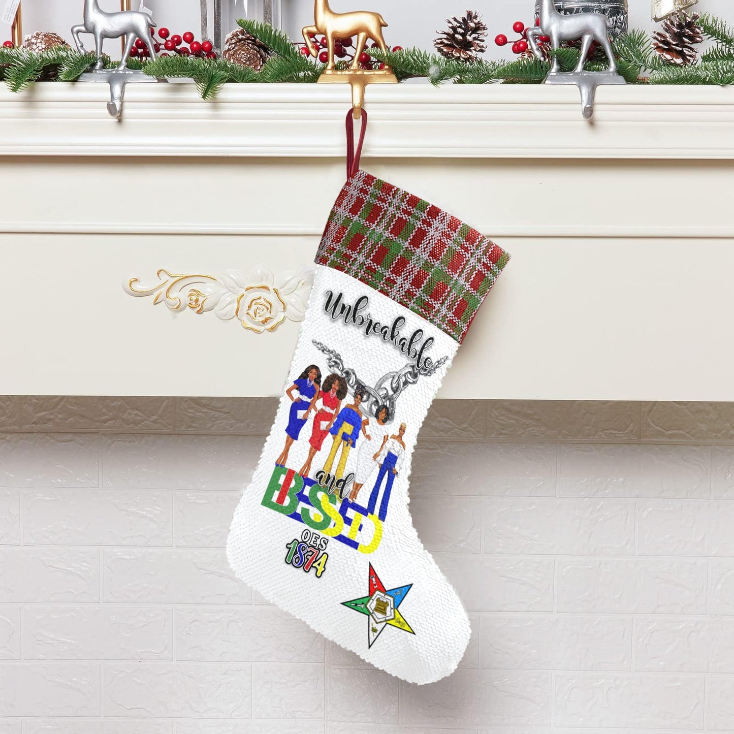 Oes Unbreakable Sequin Christmas Stocking