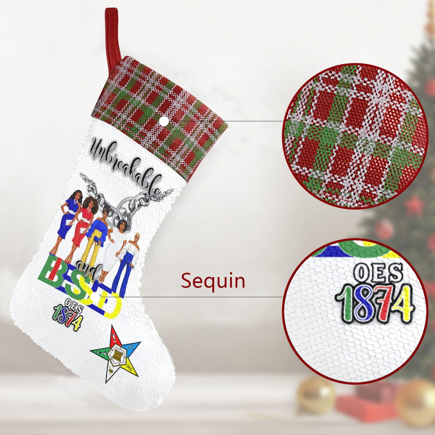 Oes Unbreakable Sequin Christmas Stocking