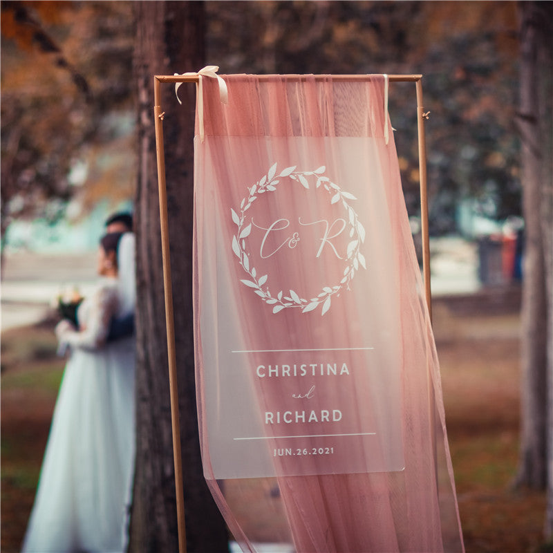 Frosted Simple White Ink Acrylic Wedding Welcome Sign