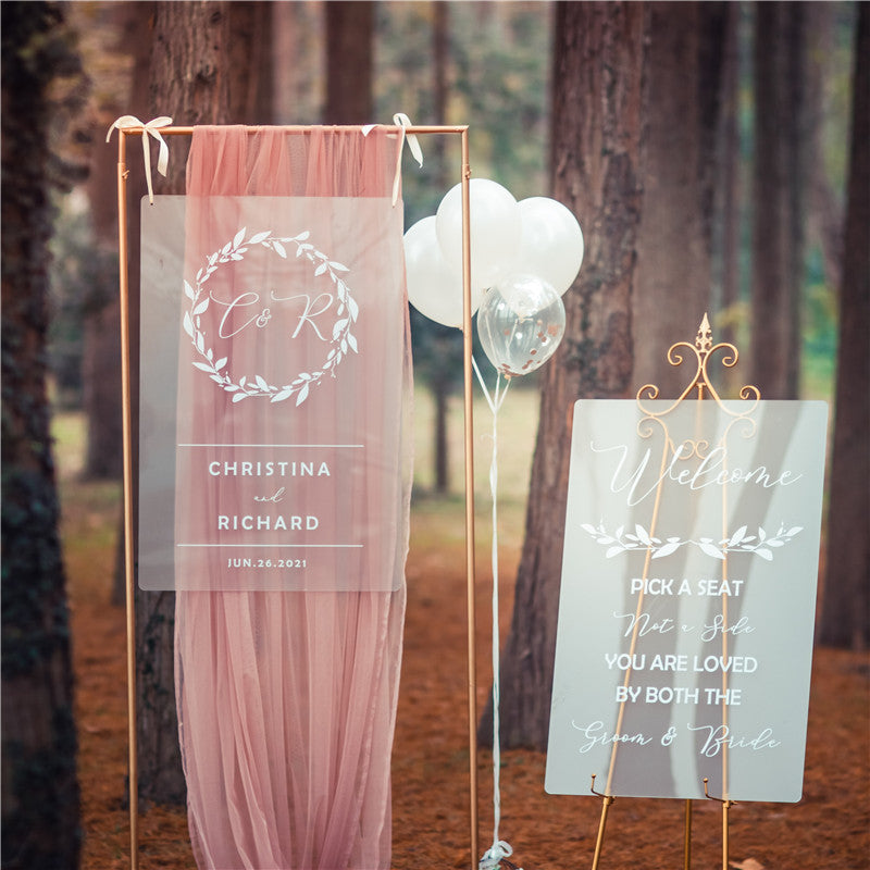 Frosted Simple White Ink Acrylic Wedding Welcome Sign