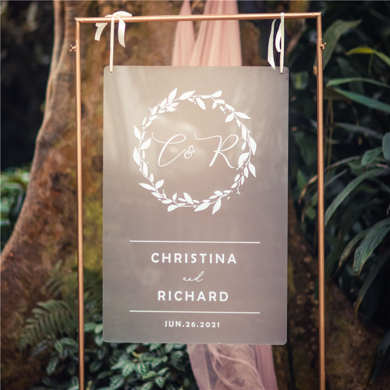 Frosted Simple White Ink Acrylic Wedding Welcome Sign