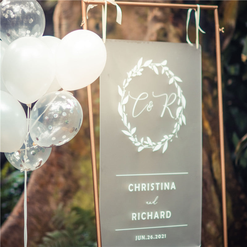 Frosted Simple White Ink Acrylic Wedding Welcome Sign