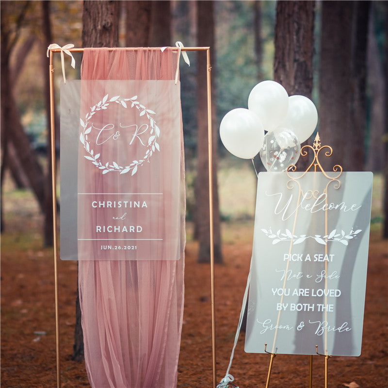 Frosted Simple White Ink Acrylic Wedding Welcome Sign