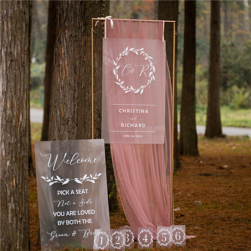 Frosted Simple White Ink Acrylic Wedding Welcome Sign