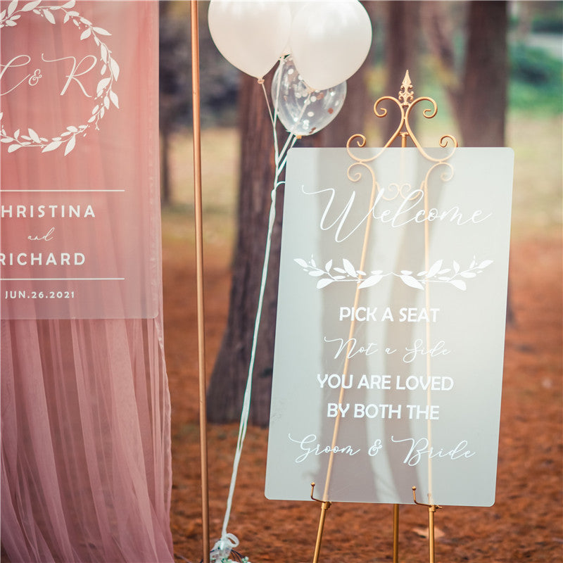 Frosted Simple White Ink Acrylic Wedding Welcome Sign