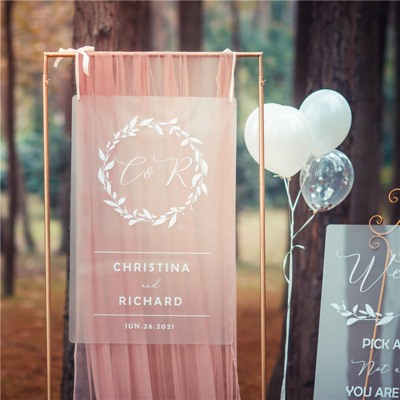 Frosted Simple White Ink Acrylic Wedding Welcome Sign