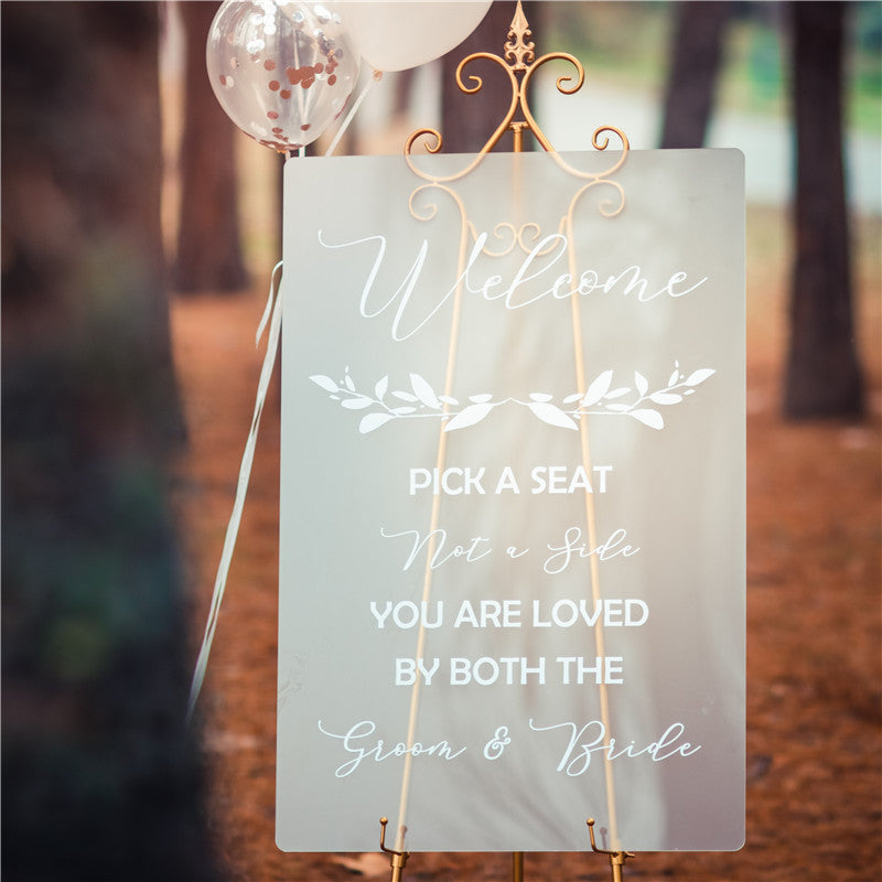 Frosted Simple White Ink Acrylic Wedding Welcome Sign