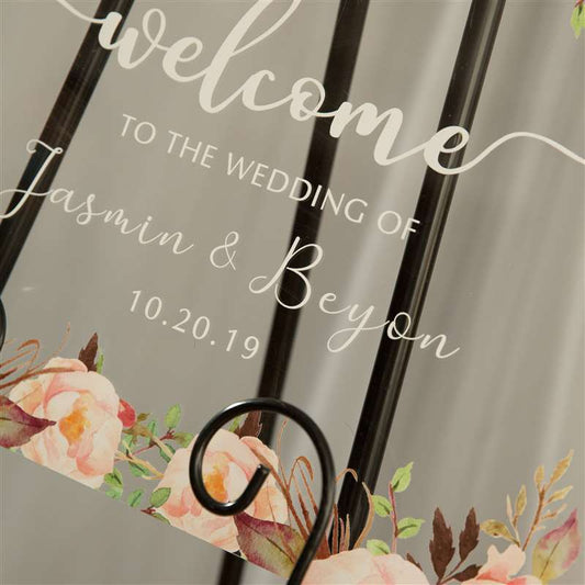 Colorful and Chic Floral Acrylic Wedding Welcome Sign