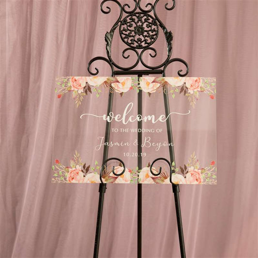 Colorful and Chic Floral Acrylic Wedding Welcome Sign