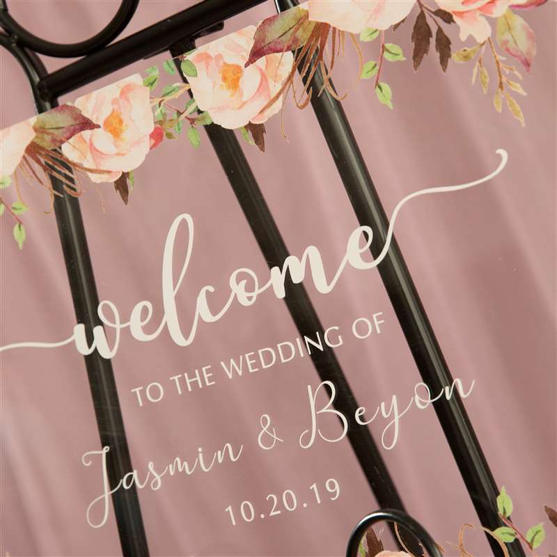 Colorful and Chic Floral Acrylic Wedding Welcome Sign