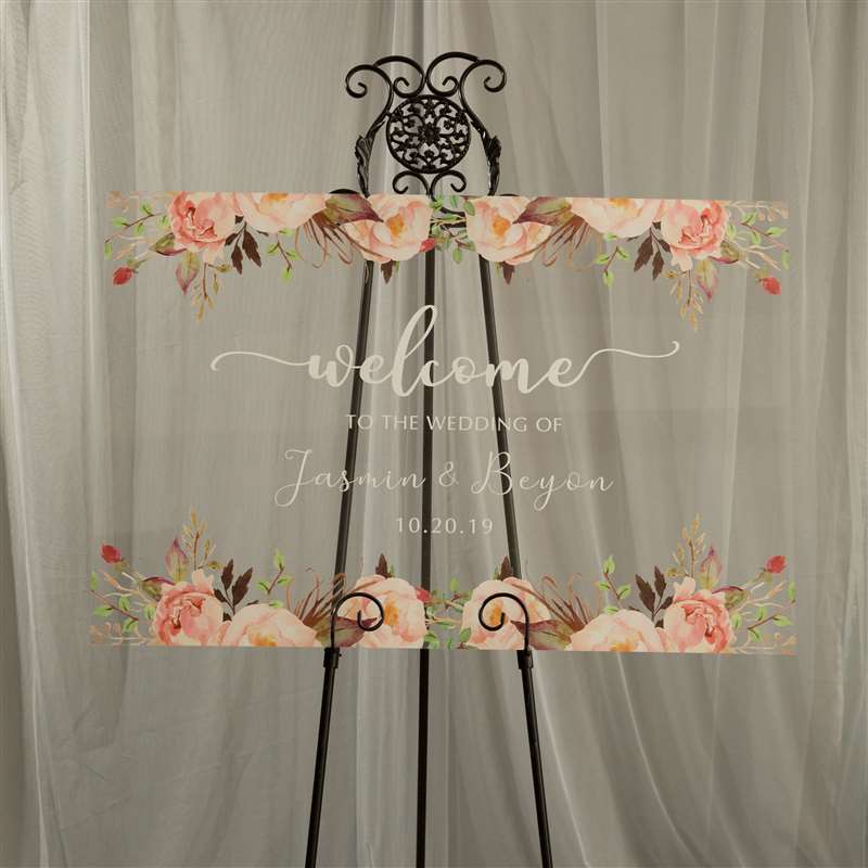 Colorful and Chic Floral Acrylic Wedding Welcome Sign