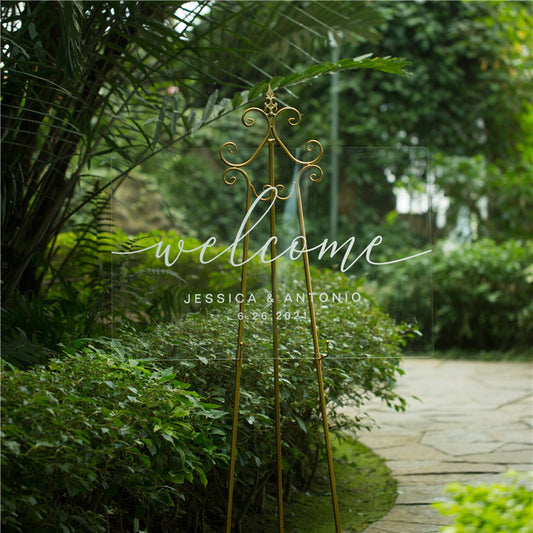 Simple White Ink Acrylic Wedding Welcome Sign