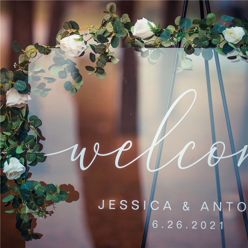 Simple White Ink Acrylic Wedding Welcome Sign