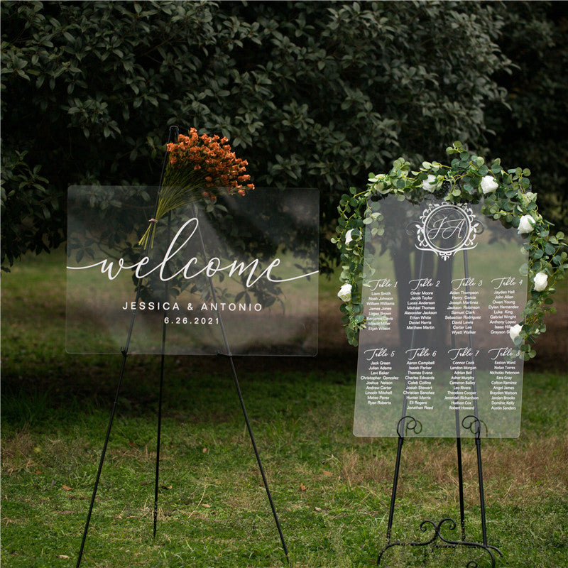 Simple White Ink Acrylic Wedding Welcome Sign