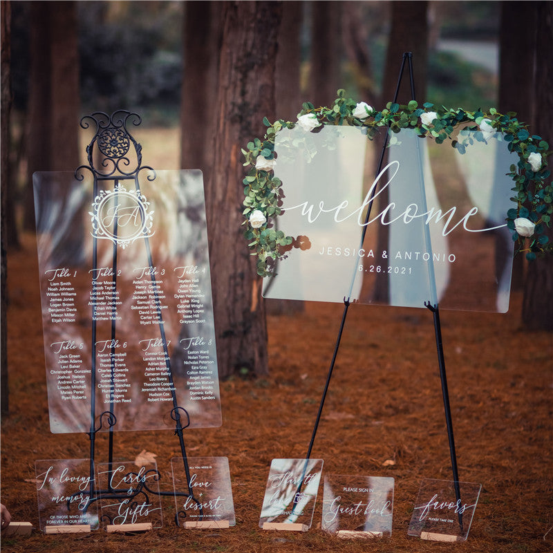 Simple White Ink Acrylic Wedding Welcome Sign