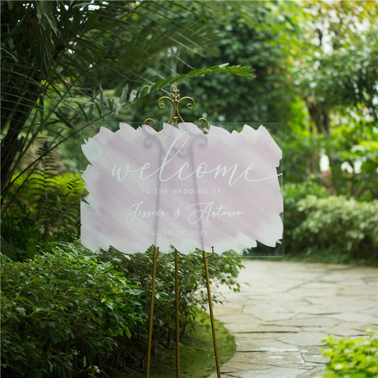 Modern Watercolor Painting Acrylic Wedding Welcome Signs