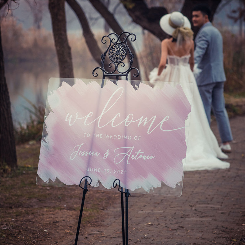 Modern Watercolor Painting Acrylic Wedding Welcome Signs