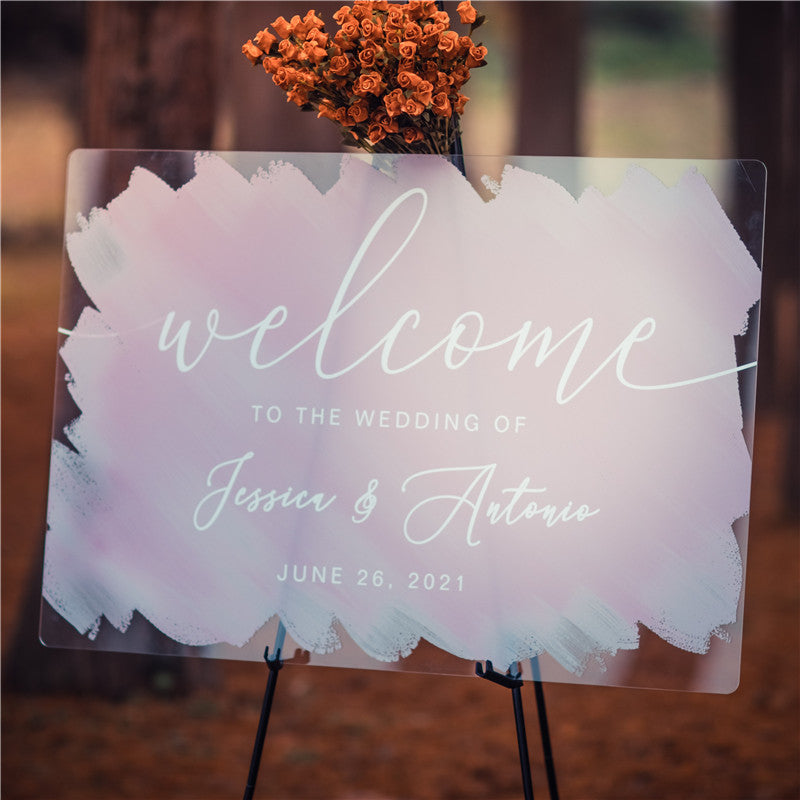 Modern Watercolor Painting Acrylic Wedding Welcome Signs